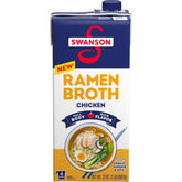 Swanson S Ramen Chicken Broth carton 32oz on the counter, ideal ramen base