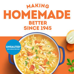 Swanson S Unsalted Chicken Broth simmering in a pot with vegetables