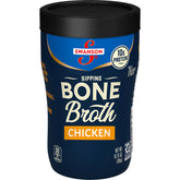 Swanson Sipping Chicken Bone Broth cup steaming for a warm, on-the-go snack