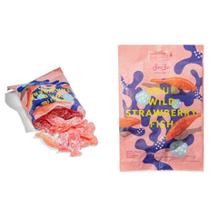 Swedish Candy Sour Blackberry Fish pack showing vibrant color; gluten-free and vegan snack.