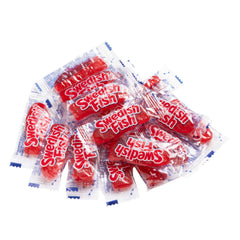 Close-up of Swedish Fish fruity flavors in red gummy shape