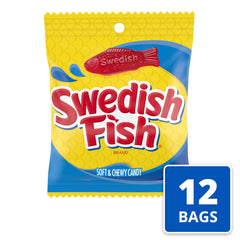 Packaging display of Swedish Fish pack, ideal for gifts or parties.