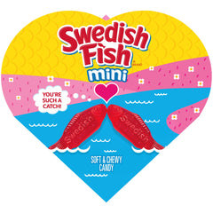 SWEDISH FISH heart-box candy offers soft, chewy treats for Valentine gifting.