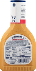 Label close-up highlighting gluten-free and kosher quality for Sweet Baby Ray's Secret Sauce