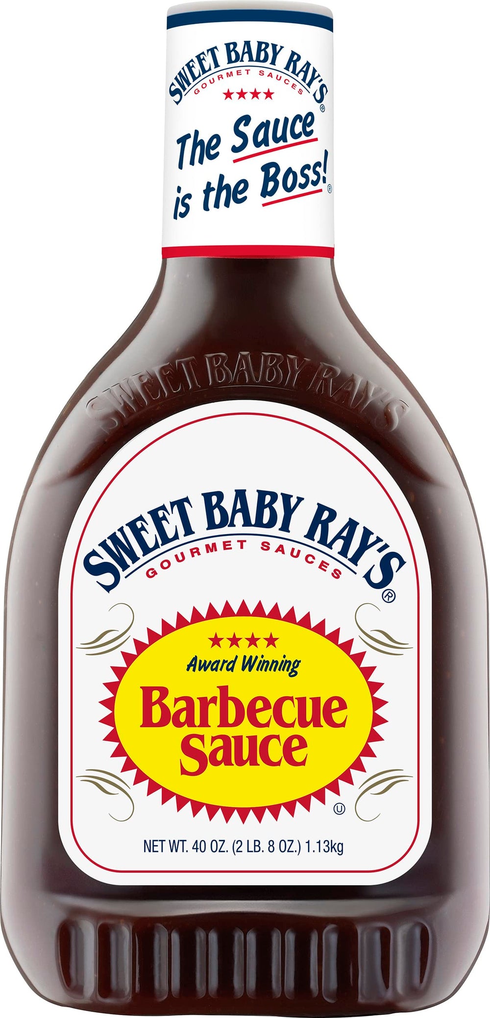 Sweet Baby Ray's 40oz bottle viewed from the front, ideal for grilling flavor