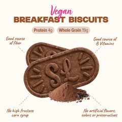 Sweet Loren's vegan chocolate biscuits bite close-up emphasizing rich chocolate flavor.