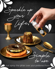 Sweet Spell edible glitter spray on cake creates a shimmering professional finish