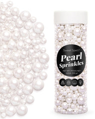 Sweet Spell White Pearl Sprinkles on cake for elegant finish.