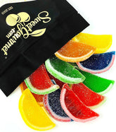 SweetGourmet Assorted Fruit Slices packaging showing vegan and gluten-free candy