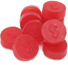 SweetGourmet Cherry JuJu Coins pack shows vibrant red candies ready for gifting.