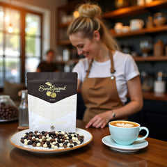 SweetGourmet coffee-flavored espresso beans provide a quick pick-me-up snack.