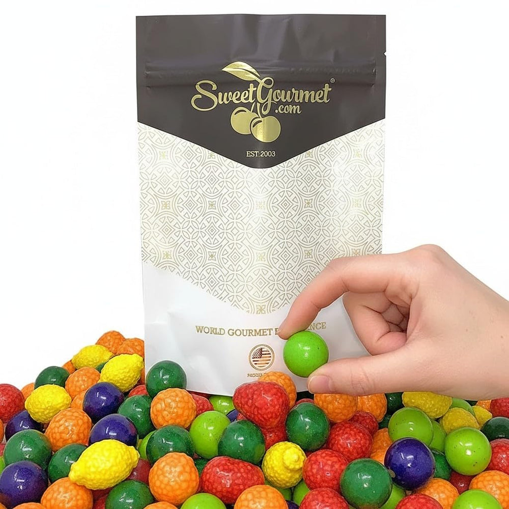 SweetGourmet fruit-shaped gum with bright colors for playful snacking