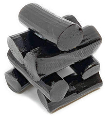 Glossy, pure black licorice pieces ideal for sharing at gatherings.