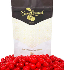 Packaging of SweetGourmet Sweet and Sour Cherry Balls for bulk snacking.
