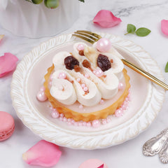 SweetGrove Pink Sprinkles closeup shows pearl shimmer for elegant dessert decor.