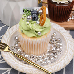 SweetGrove Silver Sprinkles on cupcakes add festive sparkle and professional finish.