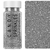 SweetGrove Silver Sprinkles jar top view highlights festive shimmer for baking decorations.