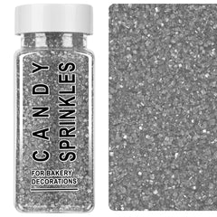 SweetGrove Silver Sprinkles jar top view highlights festive shimmer for baking decorations.