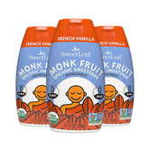 SweetLeaf Liquid Monk Fruit bottle shown for zero-calorie sweetness in beverages.