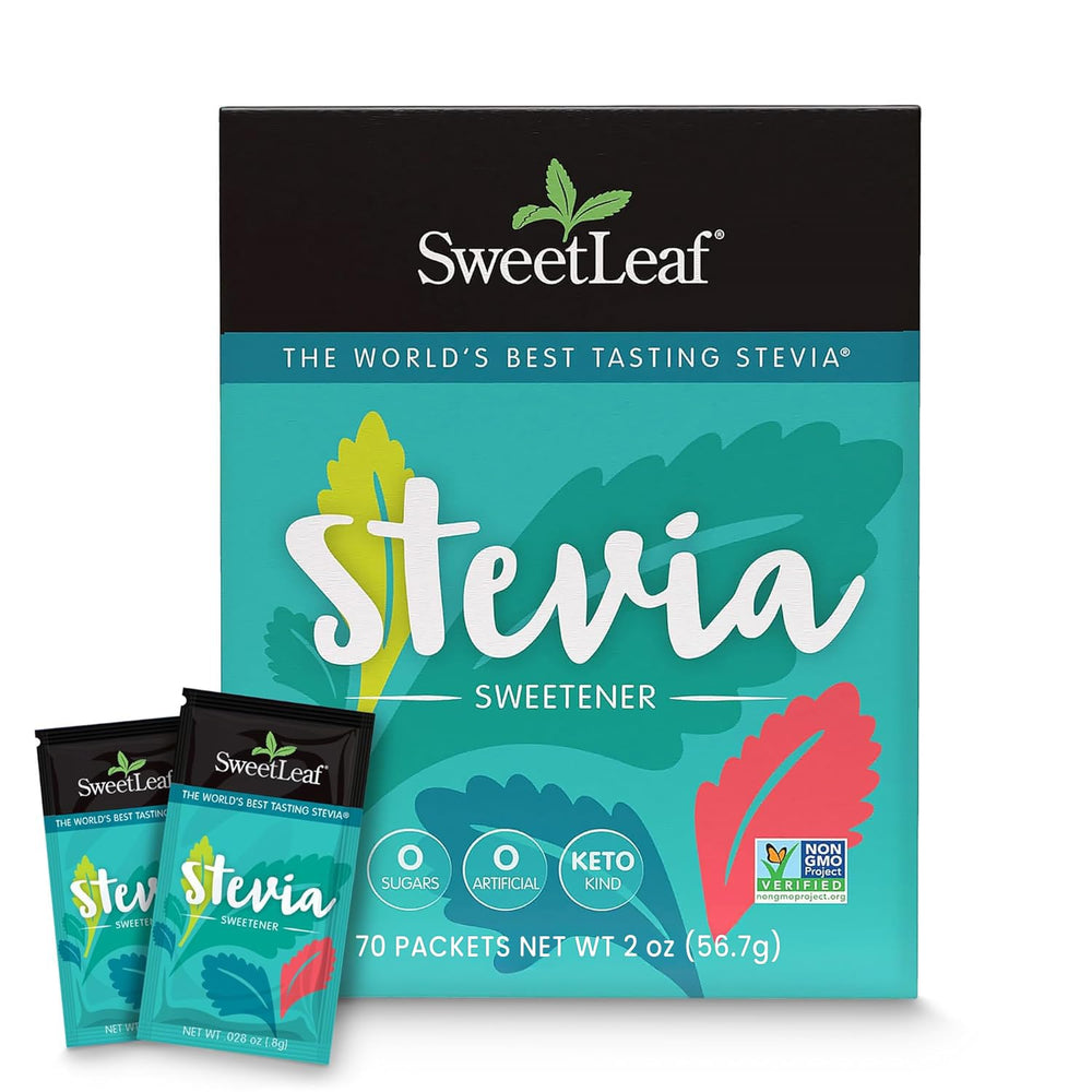SweetLeaf Stevia Packets provide zero-calorie sweetness for everyday beverages.