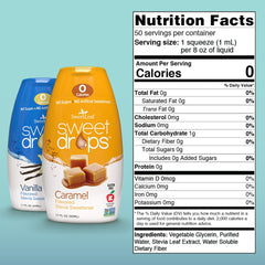 SweetLeaf Sweet Drops caramel pour highlights keto-friendly flavor without added sugar.