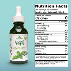 SweetLeaf label closeup highlights organic stevia and natural flavor