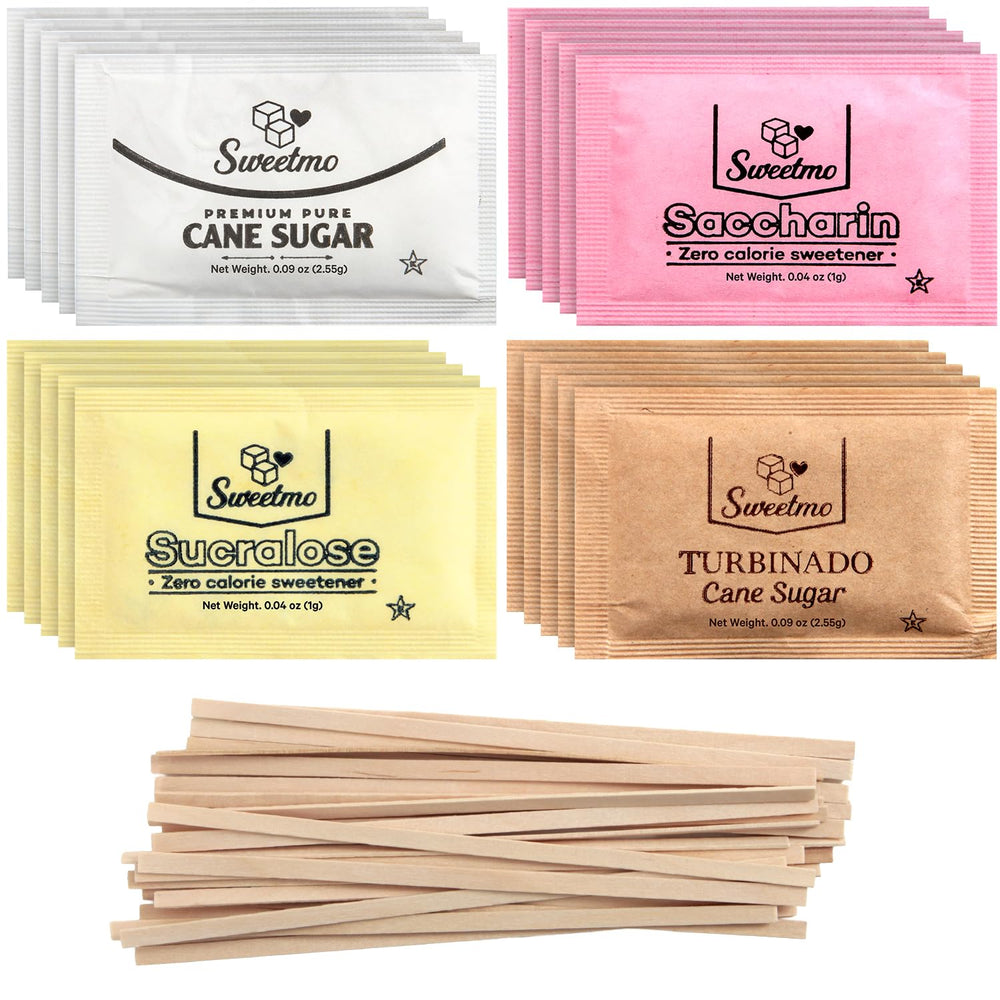 Sweetmo Sugar Packets Variety Pack for coffee and tea at offices