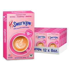 Sweet'N Low zero-calorie box front, ideal for beverages and baking.
