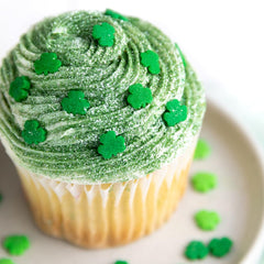 Sweets Indeed baking sprinkles for cupcakes cookies and cakes brighten treats with shamrock shapes.