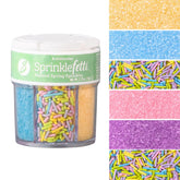 Sweets Indeed dye free pastel sprinkles in a jar front for easy decorating.