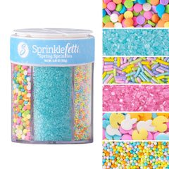 Sweets Indeed Easter 6-Cell Sprinkle Set displayed, ideal for festive cake decorating.