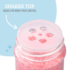 Sweets Indeed pink sanding sugar adheres to buttercream for smooth finish