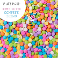 Sweets Indeed pastel confetti circle sprinkles on cupcakes for colorful decorating