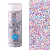 Sweets Indeed pastel sugar bottle closeup shows vibrant sprinkles for cake decorating.