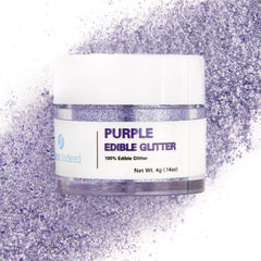 Sweets Indeed purple edible glitter in a drink for vibrant, flavorless sparkle
