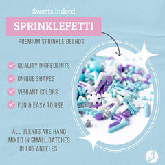 Sweets Indeed Snowflake Sprinkles close-up highlighting vibrant colors for cookies.