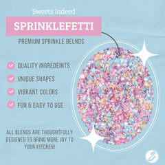 Sweets Indeed sprinkle mix closeup highlights candy-like texture for colorful cupcakes.