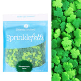 Sweets Indeed St Patrick's Day shamrock sprinkles close-up for festive baking decorations.