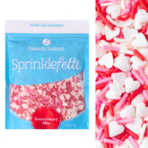 Sweets Indeed Valentines sprinkles with hearts add festive color to cupcakes and cookies.