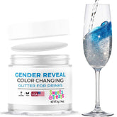 Sweets & Treats Boutique blue edible glitter for drinks reveals gender when added to a clear liquid