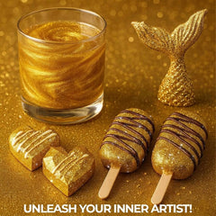 Sweets & Treats Boutique gold edible glitter enhances cupcakes with a metallic top.