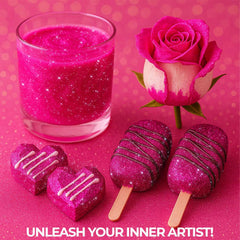 Sweets & Treats Boutique pink glitter is easy to apply with brushes.