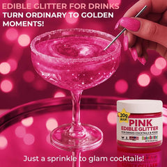 Sweets & Treats Boutique pink glitter on cakes provides festive shine.