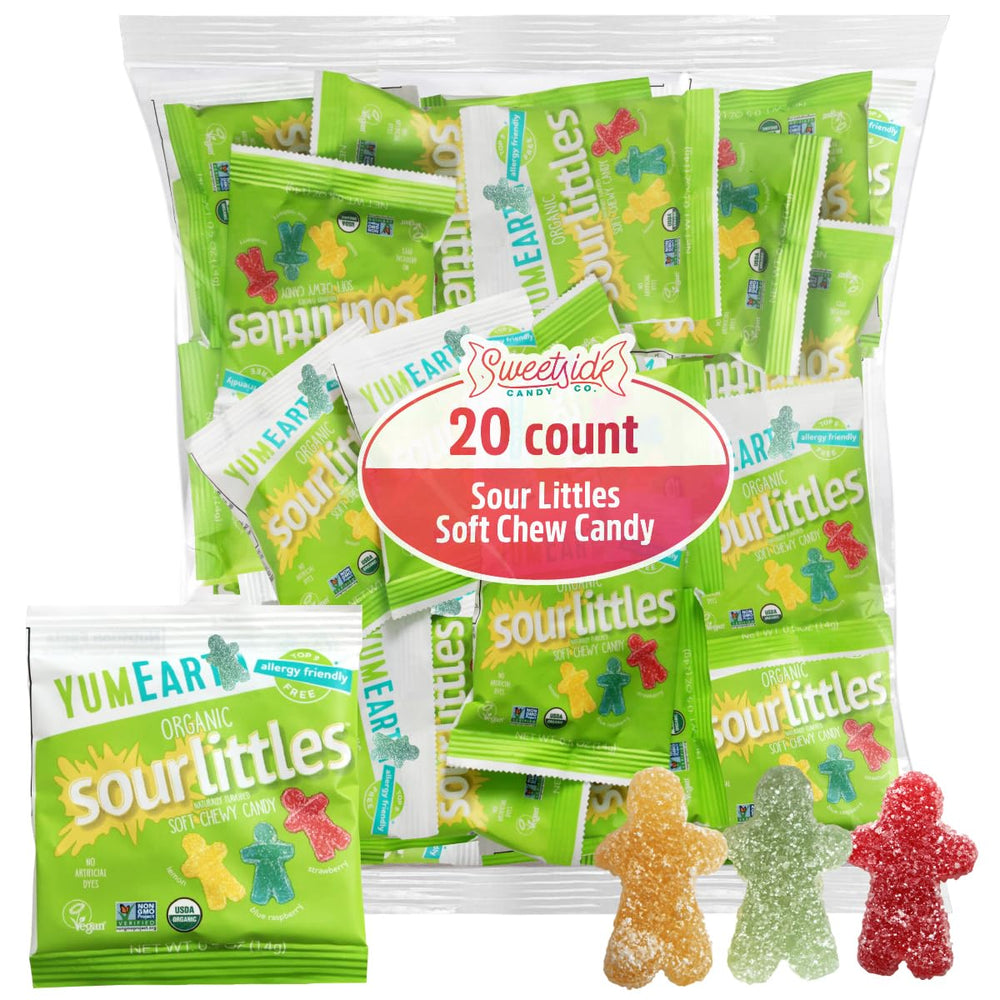 SWEETSIDE CANDY CO Organic Sour Littles Bags display ready-to-share tangy treats