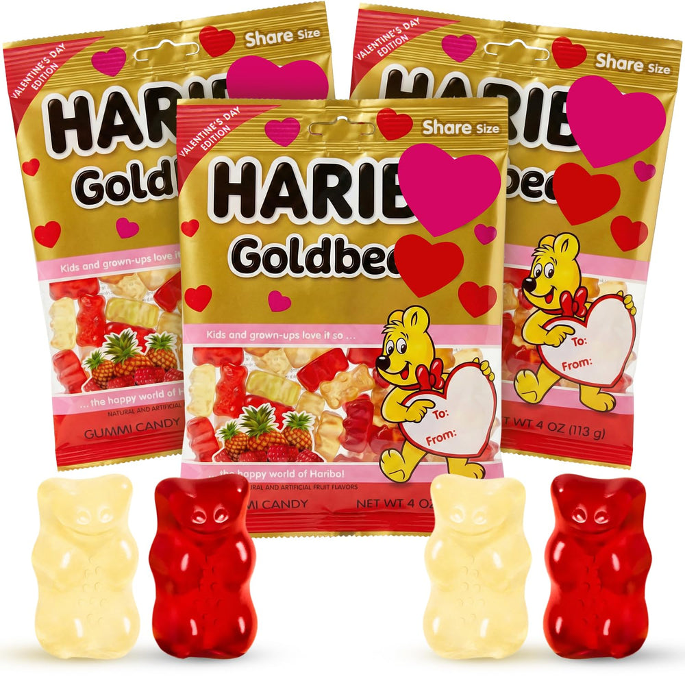 SWEETSIDE CANDY CO Valentine’s Gummy Goldbears raspberry-pineapple close-up for sharing