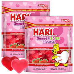 SWEETSIDE Candy Co. bag front shows bright gummy hearts, perfect for sharing at parties.