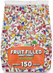 Sweetsome bulk assorted fruit-filled hard candy in wrappers, ideal for gifting and parties.