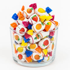 Sweetsome fruit-filled candy with hard shell and juicy centers, great for candy bowls.