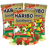 Sweetzo Haribo Christmas Goldbears 3-pack on festive holiday table.
