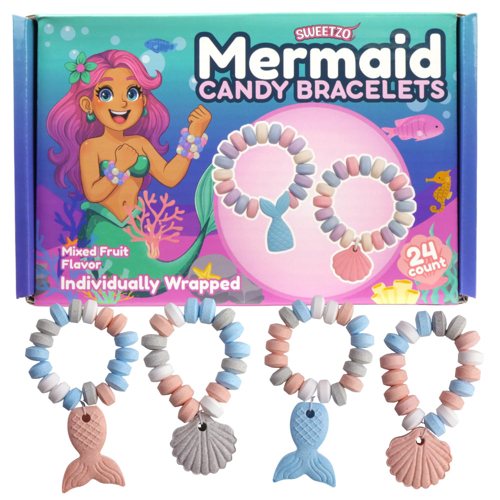 Sweetzo Mermaid Candy Bracelets pack, a delightful party favor for kids.